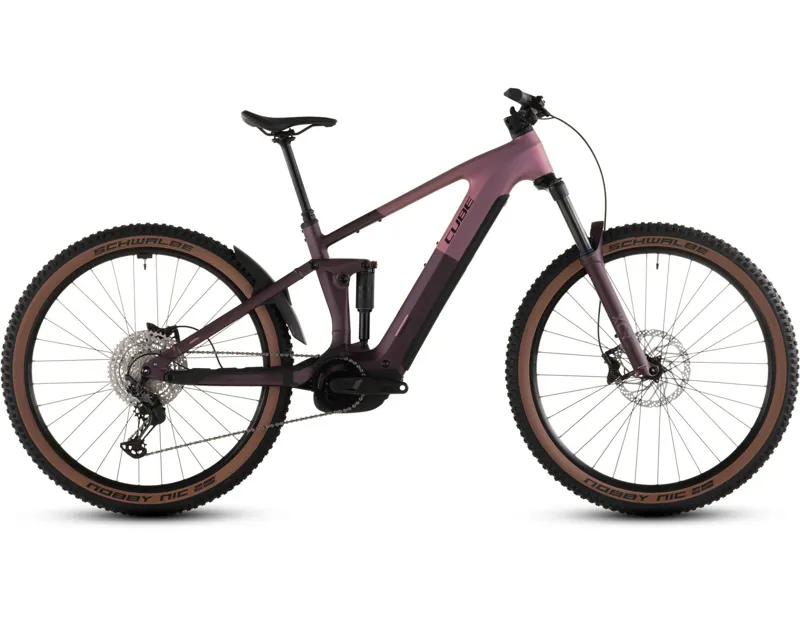 Cube Stereo Hybrid ONE44 Pro 800 Electric Full Suspension Mountain Bike 2026 in Shiftblush/Raisin