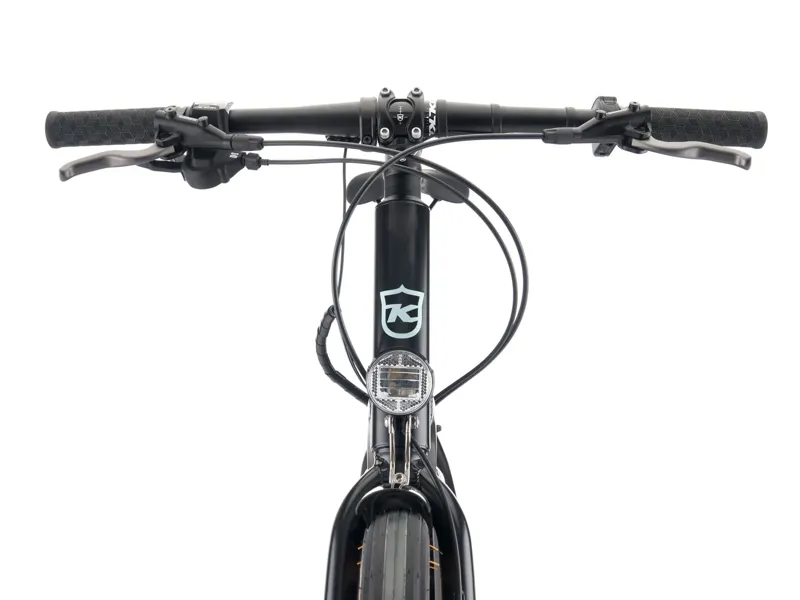 Kona Dew-E Electric Bike 2025 in Satin Black w/ Metallic Mint and Metallic Silver Decals-2