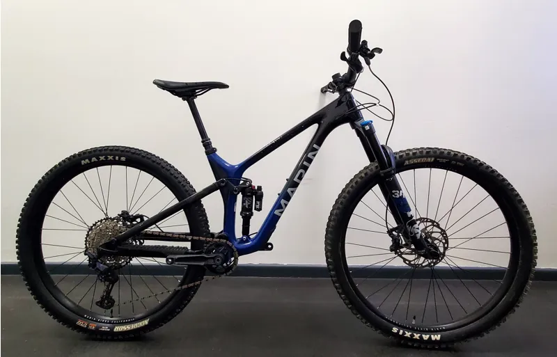 EX DEMO Marin Rift Zone 29in Carbon 2 Medium Full Suspension Mountain Bike 2024 in Gloss Blue/Carbon