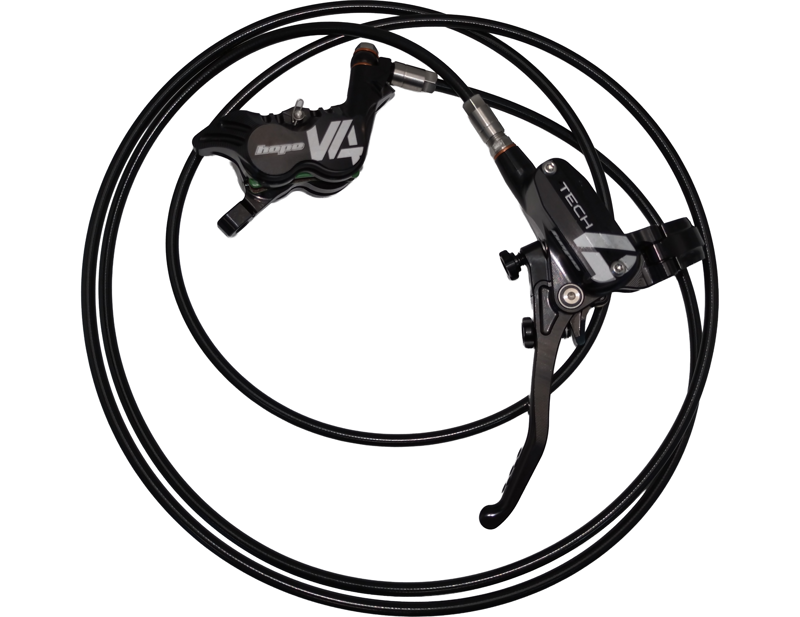 EX DISPLAY Hope Tech 4 V4 Brake Set - No Rotor - Left Hand in Black/Black-2