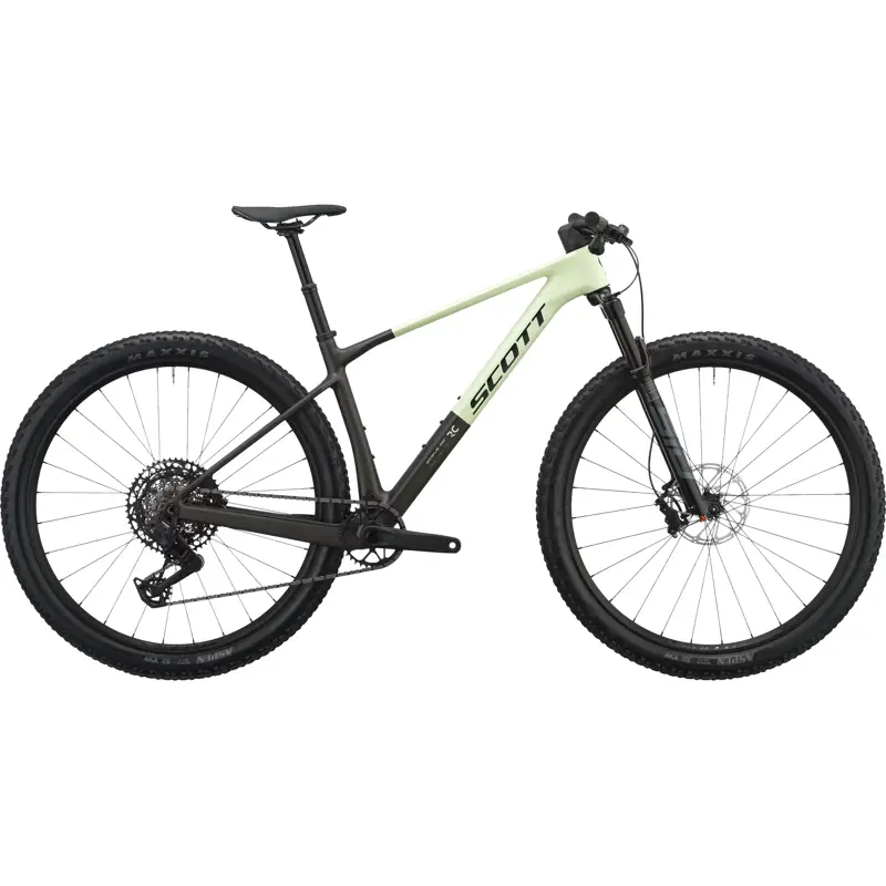 Balfes Bikes Scott Scale RC Team Hardtail Mountain Bike 2027 in Cream Green and Carbon Black | Free postage over £30, £10 off first order, price match & 0% finance.