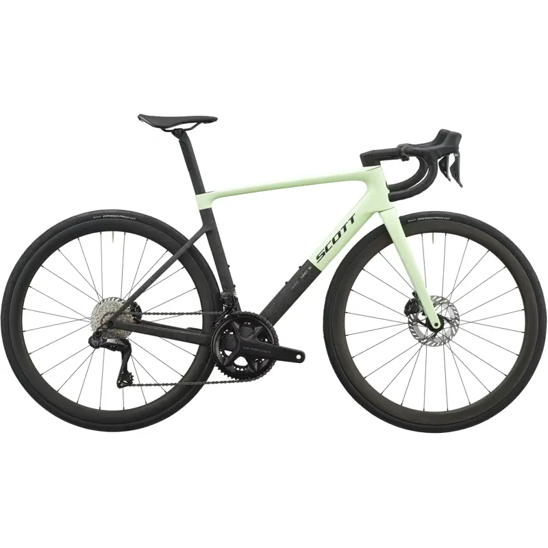 Balfes Bikes Scott Addict RC 20 Carbon Road Bike 2027 in Cream Green and Carbon Black | Free postage over £30, £10 off first order, price match & 0% finance.