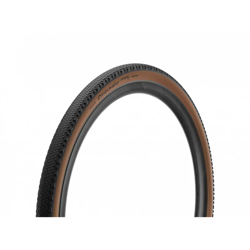 Pair of Pirelli Cinturato Gravel Hard Terrain 700x35c Tyres in Black/Tanwall with Silca Ul-2