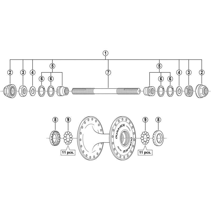 Balfes Bikes Shimano HB-7600 complete axle assembly - 142 mm | Free postage over £30, £10 off first order, price match & 0% finance.