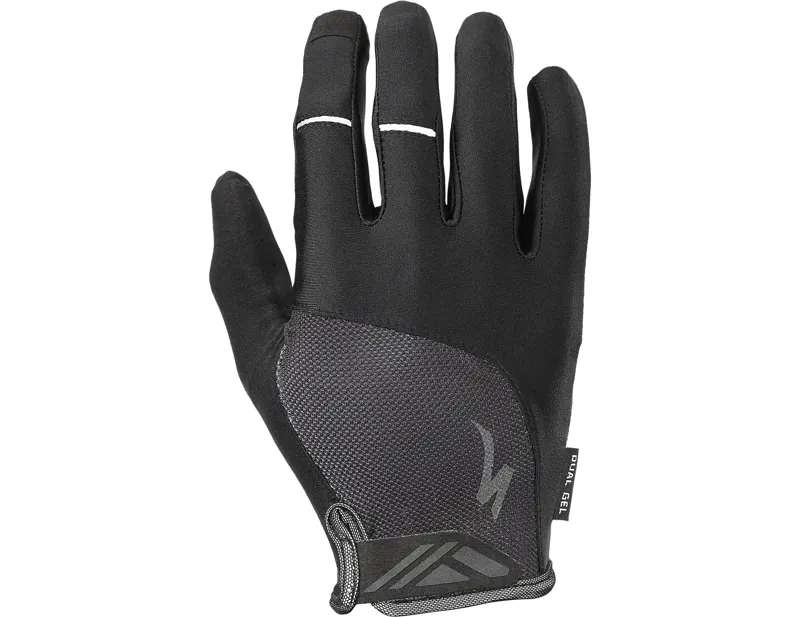 Specialized Body Geometry Dual-Gel Long Finger Full Finger Gloves in Black