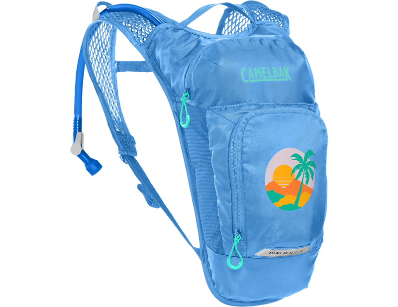 Camelbak Kids' Mini M.U.L.E. 5L Hydration Pack with Crux 1.5L Reservoir in Blue/Palm