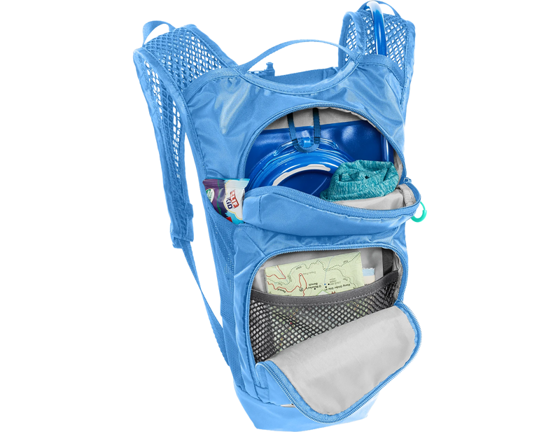 Camelbak Kids' Mini M.U.L.E. 5L Hydration Pack with Crux 1.5L Reservoir in Blue/Palm-3