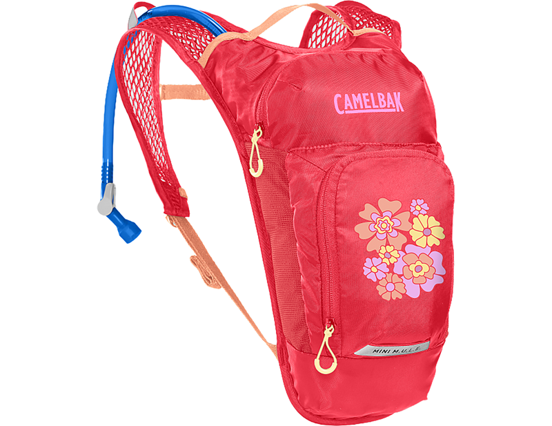Camelbak Kids' Mini M.U.L.E. 5L Hydration Pack with Crux 1.5L Reservoir in Pink/Flower