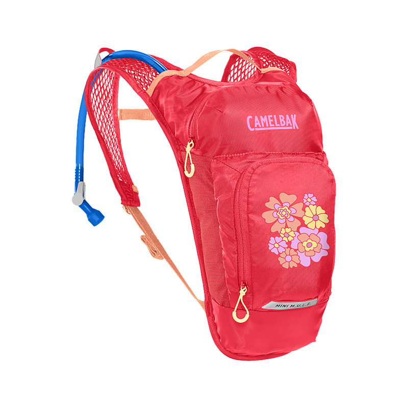 Balfes Bikes Camelbak Kids' Mini M.U.L.E. 5L Hydration Pack with Crux 1.5L Reservoir in Pink/Flower | Free postage over £30, £10 off first order, price match & 0% finance.