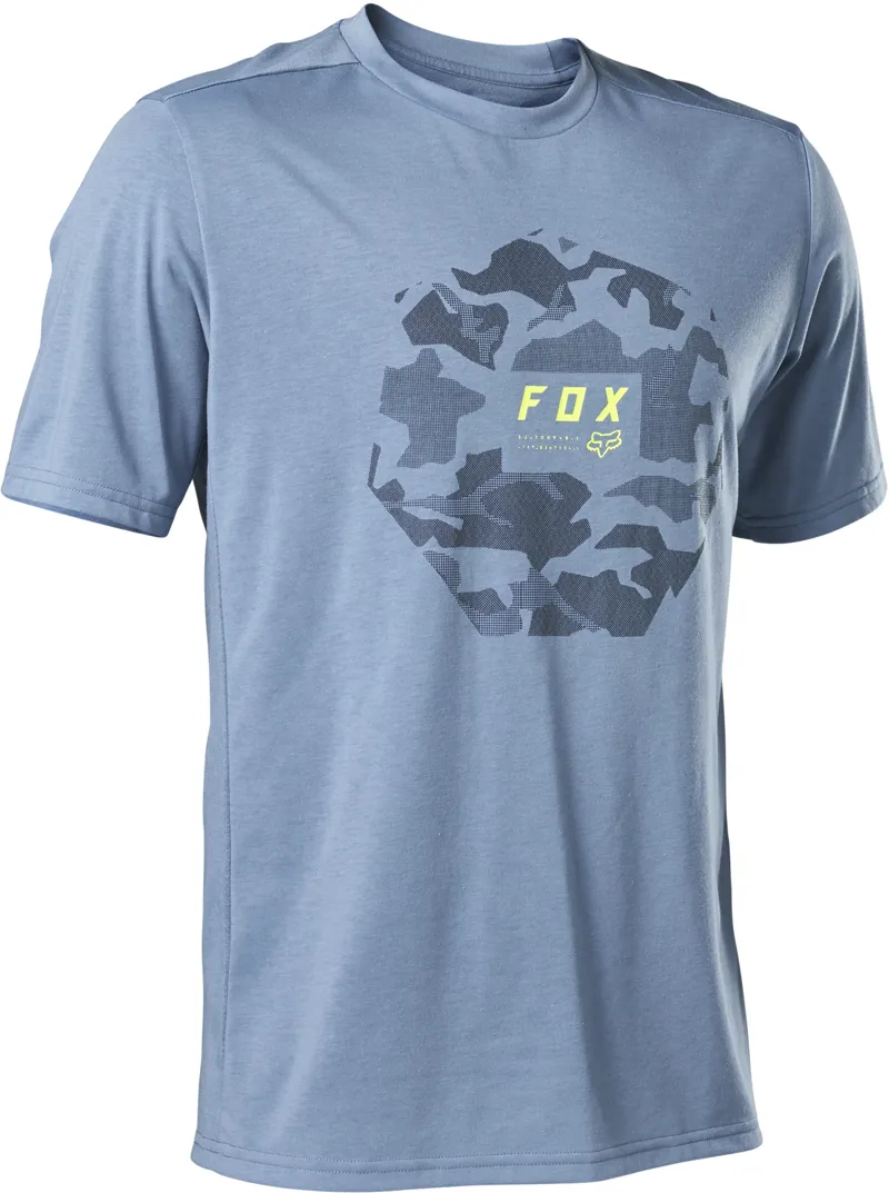 Fox Clothing Ranger Drirelease SS Camo Moth Short Sleeve Jersey in Dusty Blue