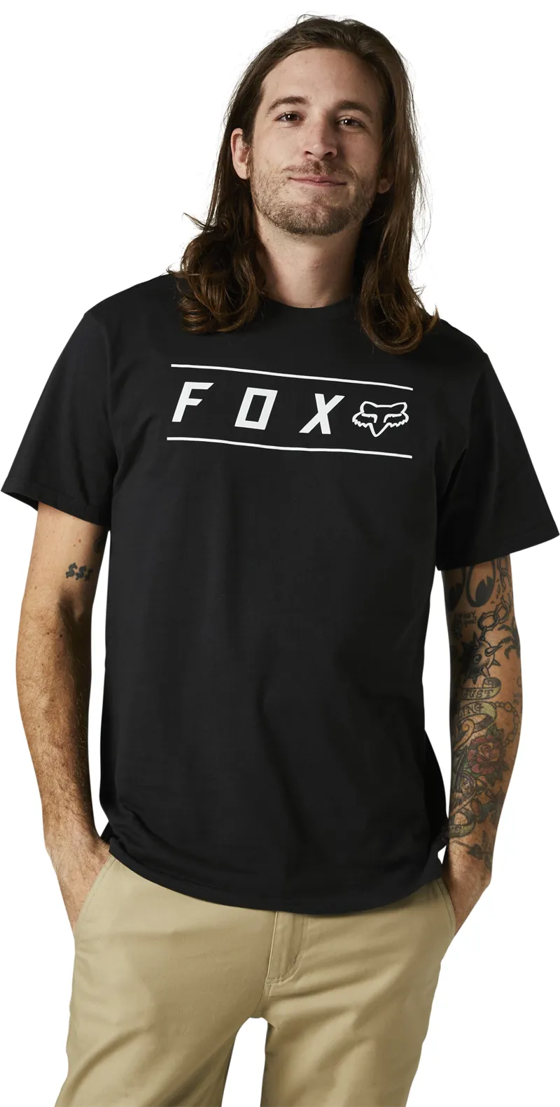 Fox Racing Pinnacle Short Sleeve Premium Tee in Black/White-1
