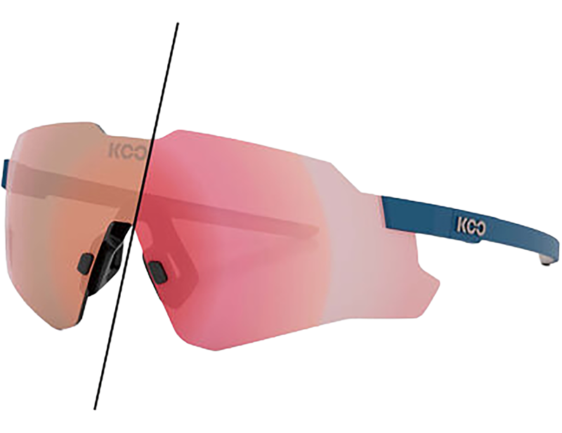 Koo Nebula Sunglasses in Midnight Blue Matt/Photochromic Rose Gold Mirror