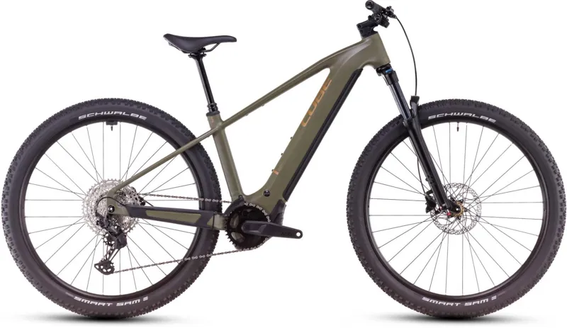 Cube Reaction Hybrid Pro 600 Electric Hardtail Mountain Bike 2025 in Dustyolive/Gold