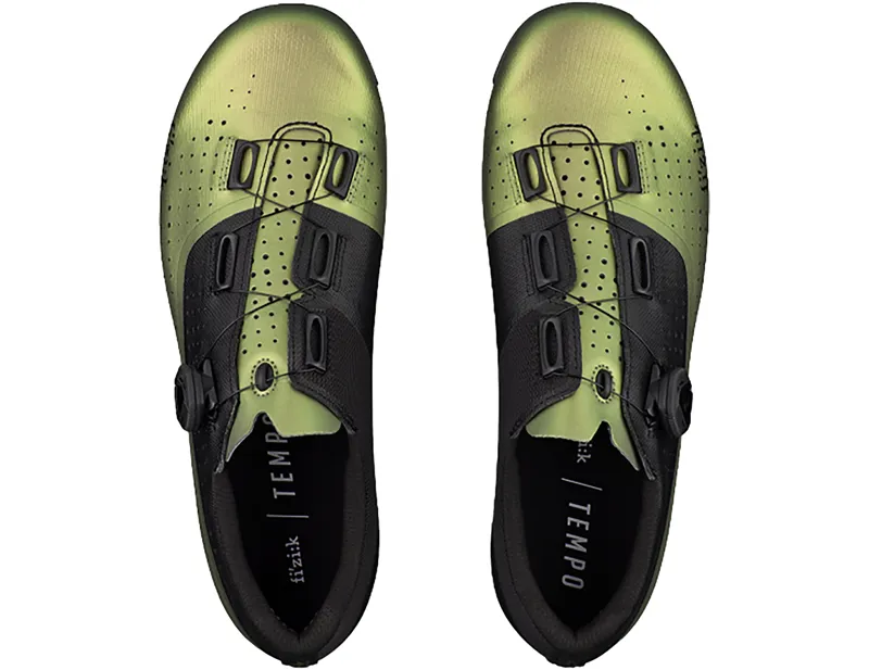 Fizik R4 Tempo Overcurve Wide Road Cycling Shoes in Iridescent Green/Black-2