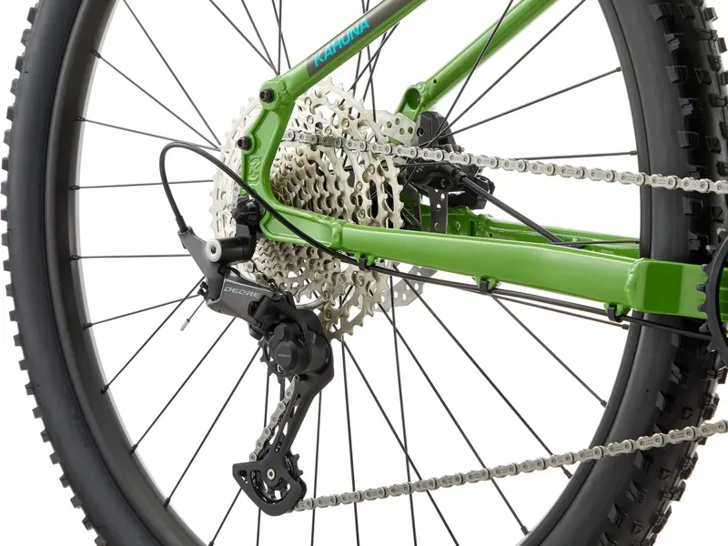 Kona Kahuna Hardtail Mountain Bike 2025 in Gloss Kiwi w/ Charcoal and Turquoise Decals-4