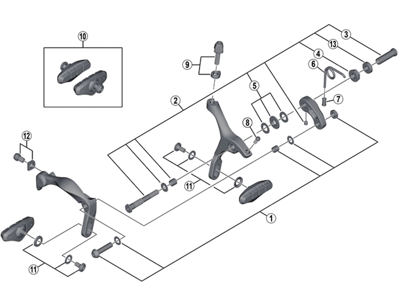 Balfes Bikes Shimano BR-4700 front pivot assembly bolt 50.4 mm - pivot nut 10.5 mm | Free postage over £30, £10 off first order, price match & 0% finance.