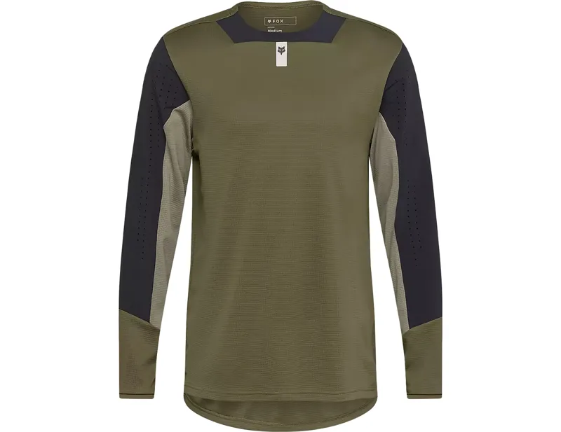 Fox Racing Defend Long Sleeve Jersey in Olive Green