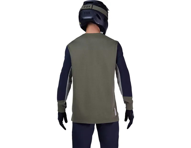 Fox Racing Defend Long Sleeve Jersey in Olive Green-3