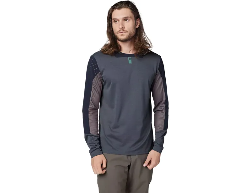 Fox Racing Defend Long Sleeve Jersey in Graphite Grey-2