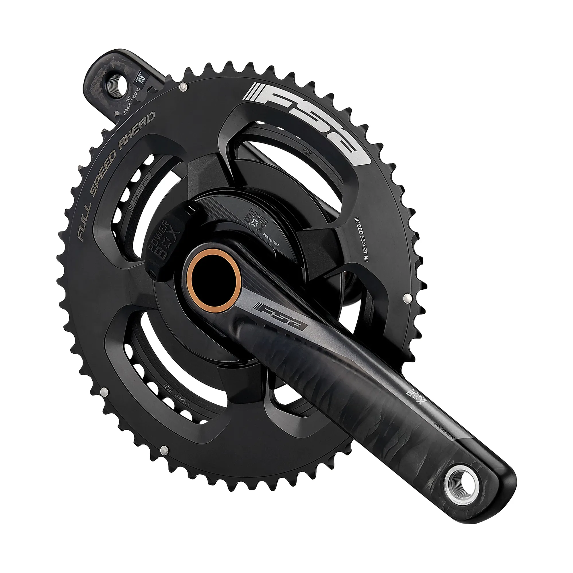 FSA Powerbox Carbon Road Bike Compact Power Meter Chainset Black