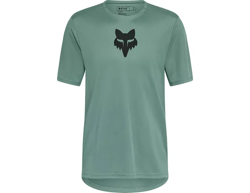 Fox Ranger Short Sleeve Fox Head MTB Jersey in Pine Green