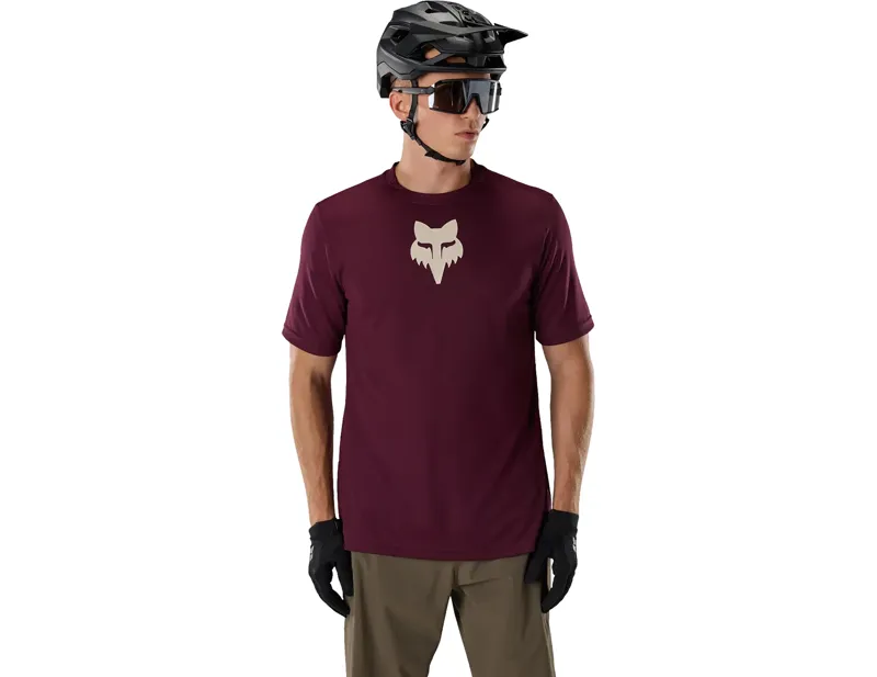 Fox Ranger SS Jersey Fox Head in Dark Maroon-2