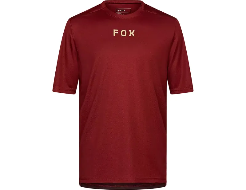Balfes Bikes Fox Racing Ranger Short Sleeve Wordmark Jersey in Rust Brown | Free postage over £30, £10 off first order, price match & 0% finance.