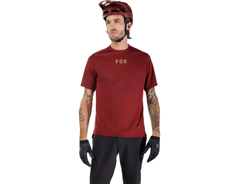 Fox Racing Ranger Short Sleeve Wordmark Jersey in Rust Brown-2