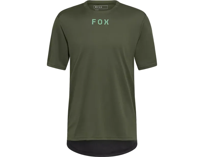 Balfes Bikes Fox Racing Ranger Short Sleeve Wordmark Jersey in Dark Sage Green | Free postage over £30, £10 off first order, price match & 0% finance.