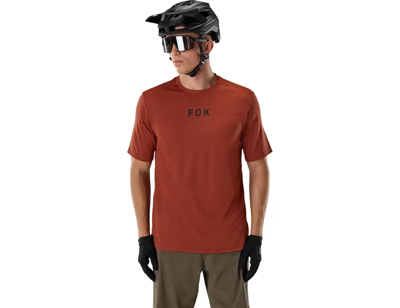 Fox Ranger Wordmark Short Sleeve Jersey in Amber Scarlet-2
