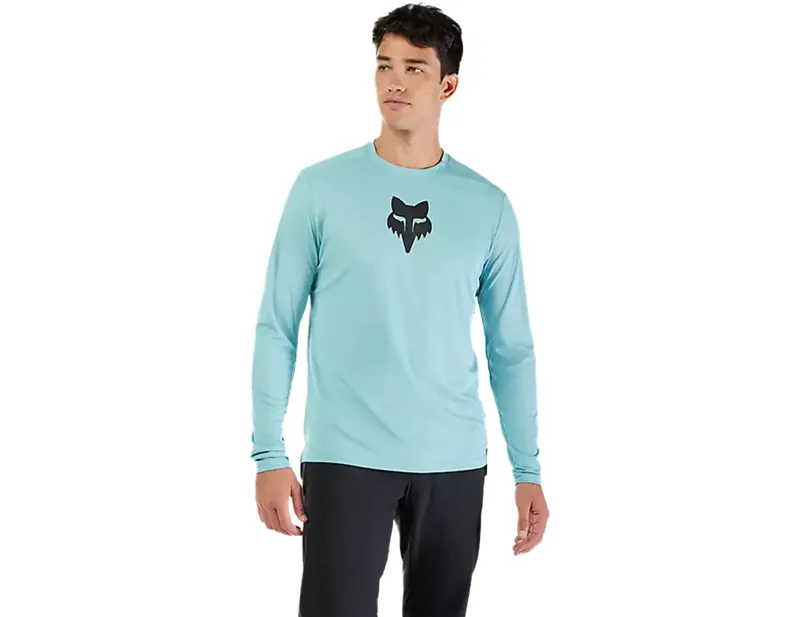 Fox Racing Ranger Long Sleeve Fox Head Jersey in Vintage Wash Blue-2