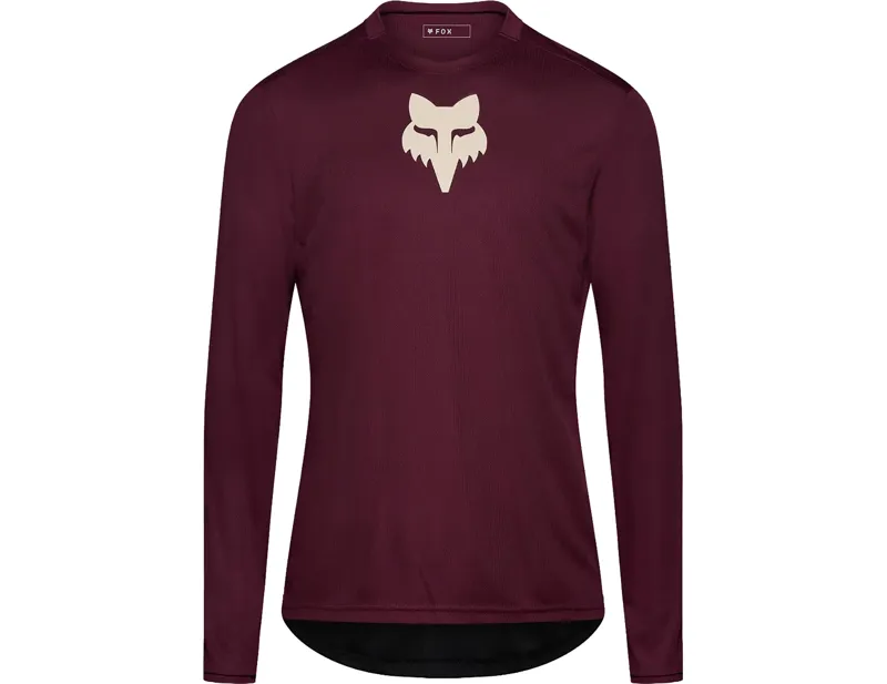 Fox Ranger Fox Head Long Sleeve Jersey in Dark Maroon