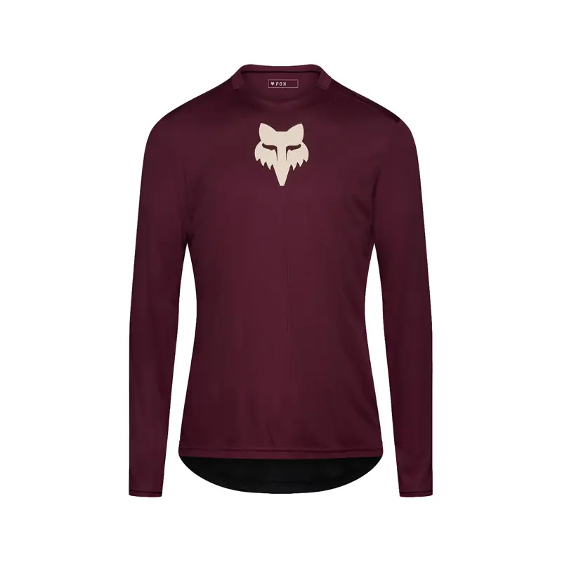 Balfes Bikes Fox Ranger Fox Head Long Sleeve Jersey in Dark Maroon | Free postage over £30, £10 off first order, price match & 0% finance.
