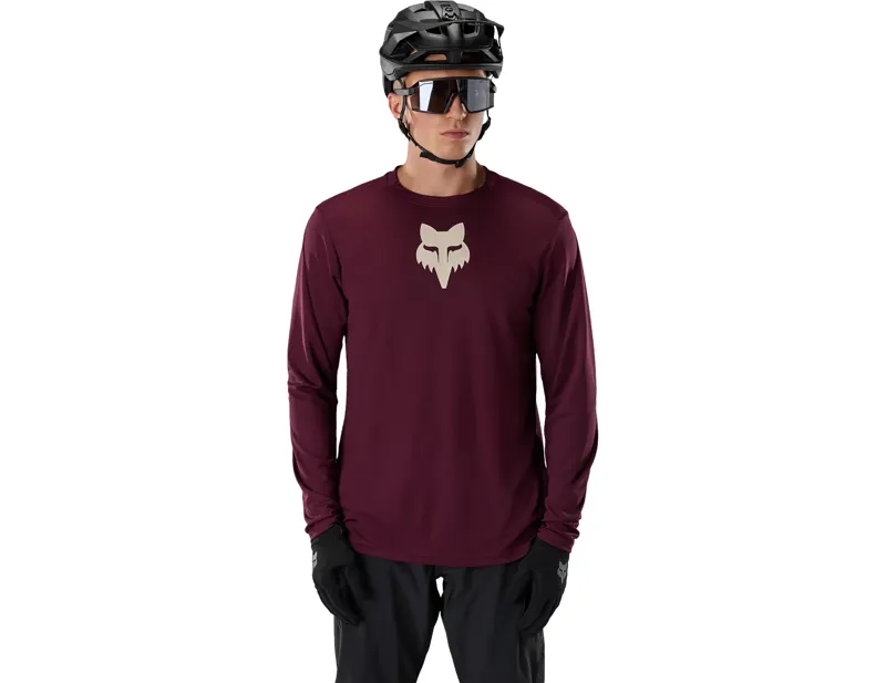 Fox Ranger Fox Head Long Sleeve Jersey in Dark Maroon-2
