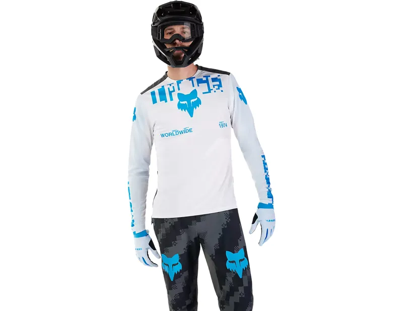Fox Racing Ranger Digi Image Long Sleeve Jersey in White/Blue-2