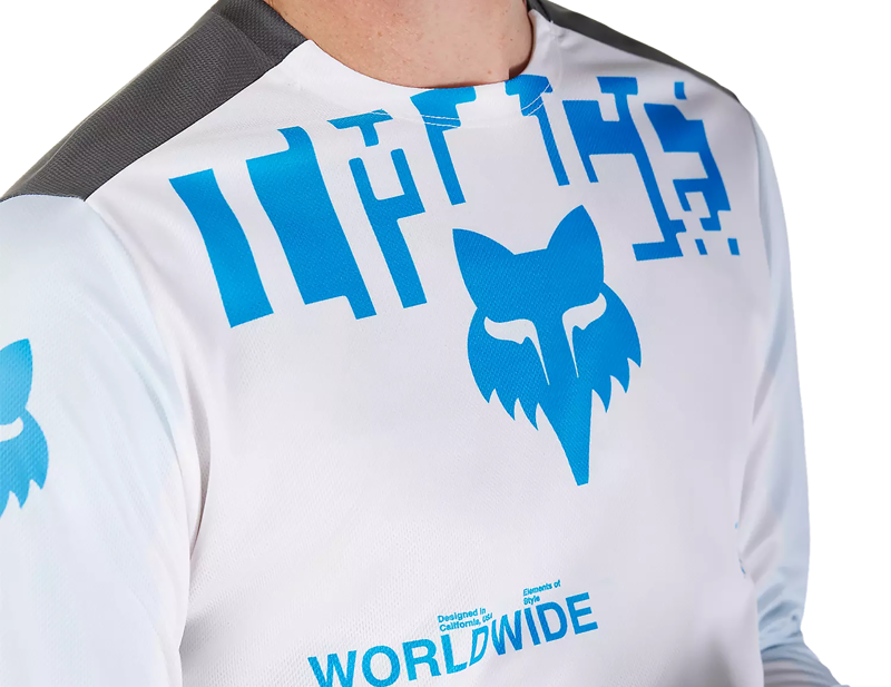 Fox Racing Ranger Digi Image Long Sleeve Jersey in White/Blue-4