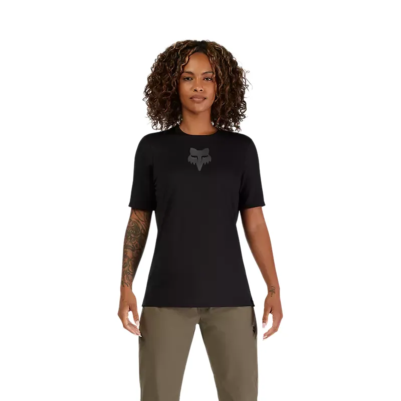 Fox Clothing Womens Ranger Fox Head short sleeve Jersey in black-2