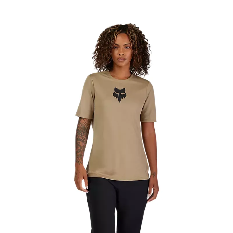 Fox Racing Women's Short Sleeve Ranger Fox Head Jersey in Sand-2