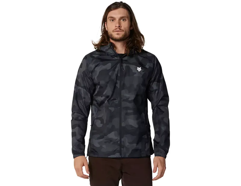 Fox Head Windbreaker in Black Camouflage