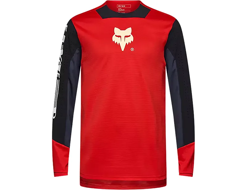 Balfes Bikes Fox clothing DEFEND elevated Long Sleeve JERSEY in FLuro RED | Free postage over £30, £10 off first order, price match & 0% finance.