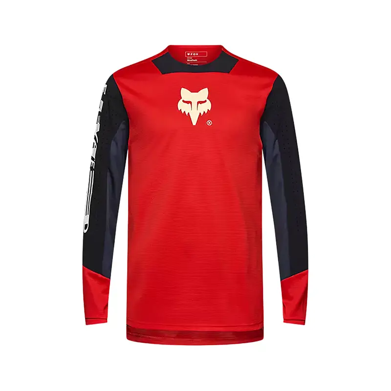 Balfes Bikes Fox clothing DEFEND elevated Long Sleeve JERSEY in FLuro RED | Free postage over £30, £10 off first order, price match & 0% finance.