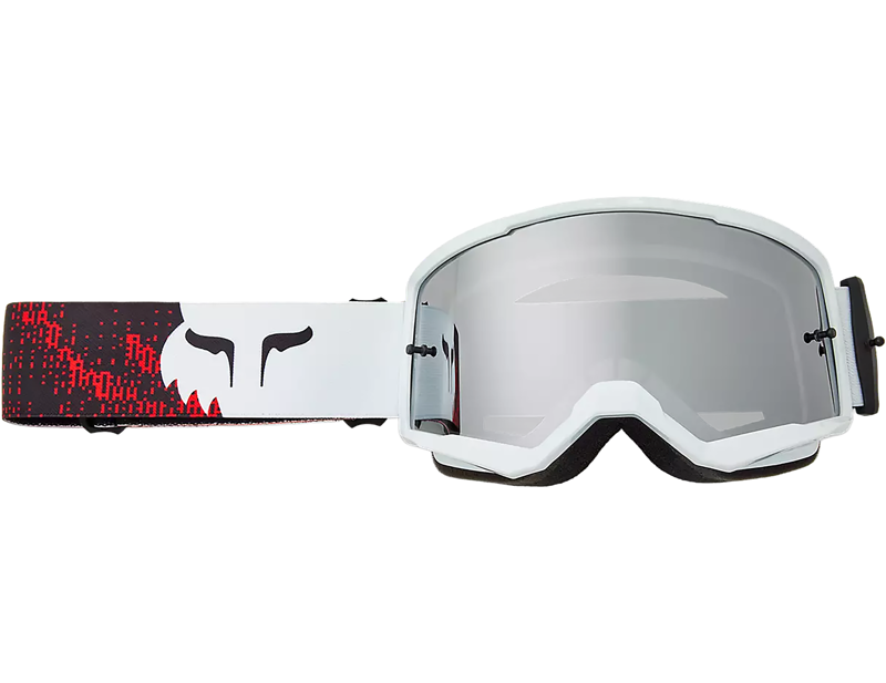 Balfes Bikes Fox Racing Main Kairos Mirrored Lens Goggles in White/Florescent Red | Free postage over £30, £10 off first order, price match & 0% finance.