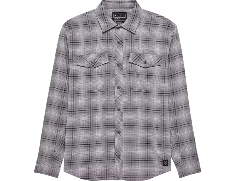 Fox Survivalist Stretch Flannel Long Sleeve Shirt in Light Grey