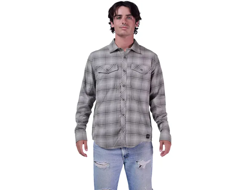 Fox Survivalist Stretch Flannel Long Sleeve Shirt in Light Grey-2