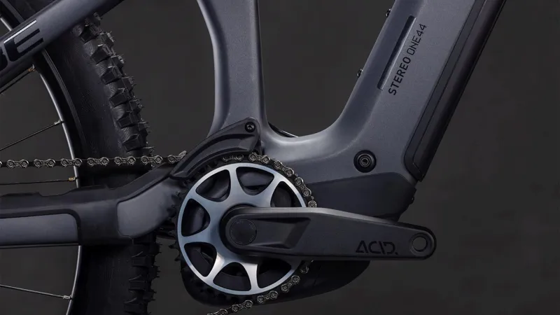 Cube Stereo Hybrid one44 HPC SLX 800 Full Suspension Electric Mountain Bike 2026 in Slabgrey/Orange-3