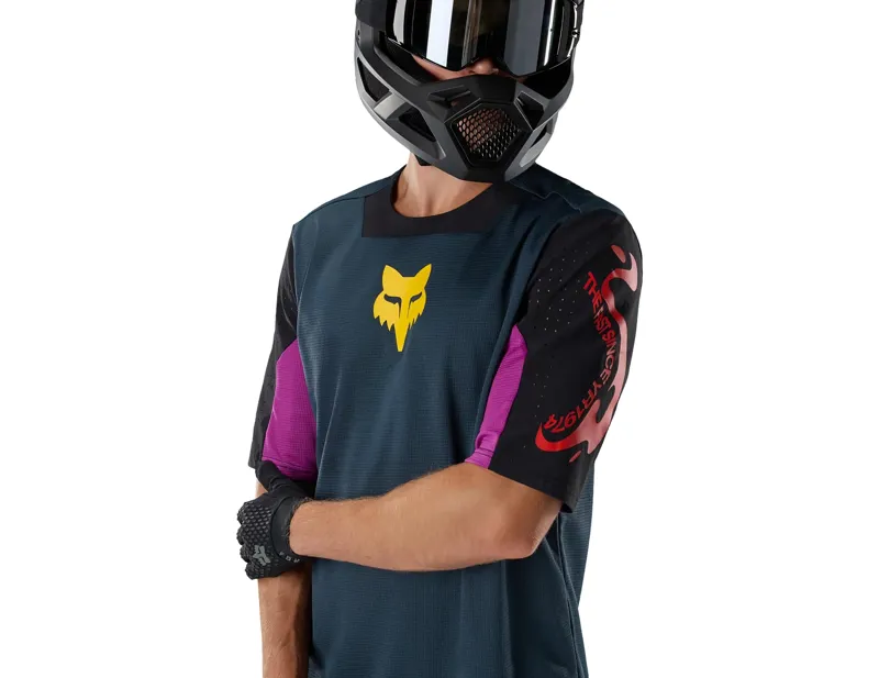 Fox Defend Creation Short Sleeve Jersey in Galaxy Blue-4