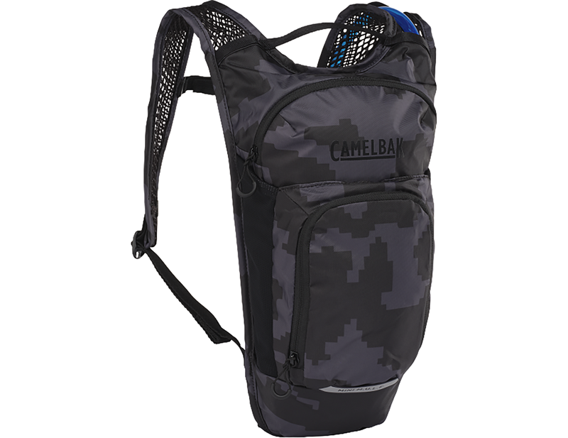 Camelbak Kids' Mini M.U.L.E. 5L Hydration Pack with Crux 1.5L Reservoir in Black Camo