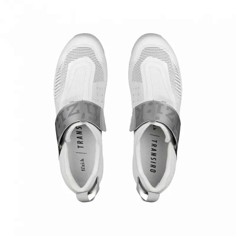 Fizik Transiro Hydra Aeroweave Carbon Triathlon Shoes in White/Silver-2