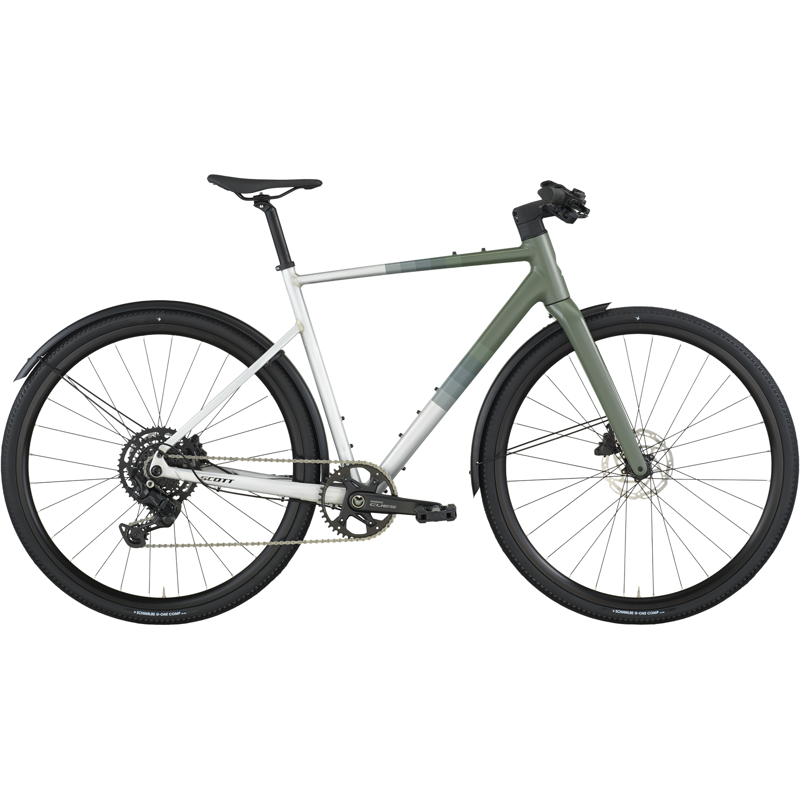 Balfes Bikes Scott Metrix 30 Equipped Hybrid Bike 2026 in Alloy Silver / Wenge Green | Free postage over £30, £10 off first order, price match & 0% finance.