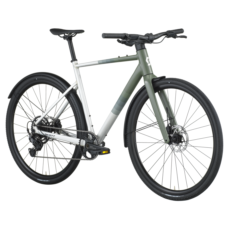 Scott Metrix 30 Equipped Hybrid Bike 2026 in Alloy Silver / Wenge Green-1